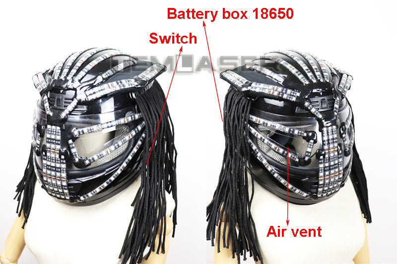 Casco LED Cantante Vestito da palcoscenico Completi Armatura Incandescente Maschera a pieno facciale Cappello Copricapo Bar Spettacolo Ballo da ballo di Natale