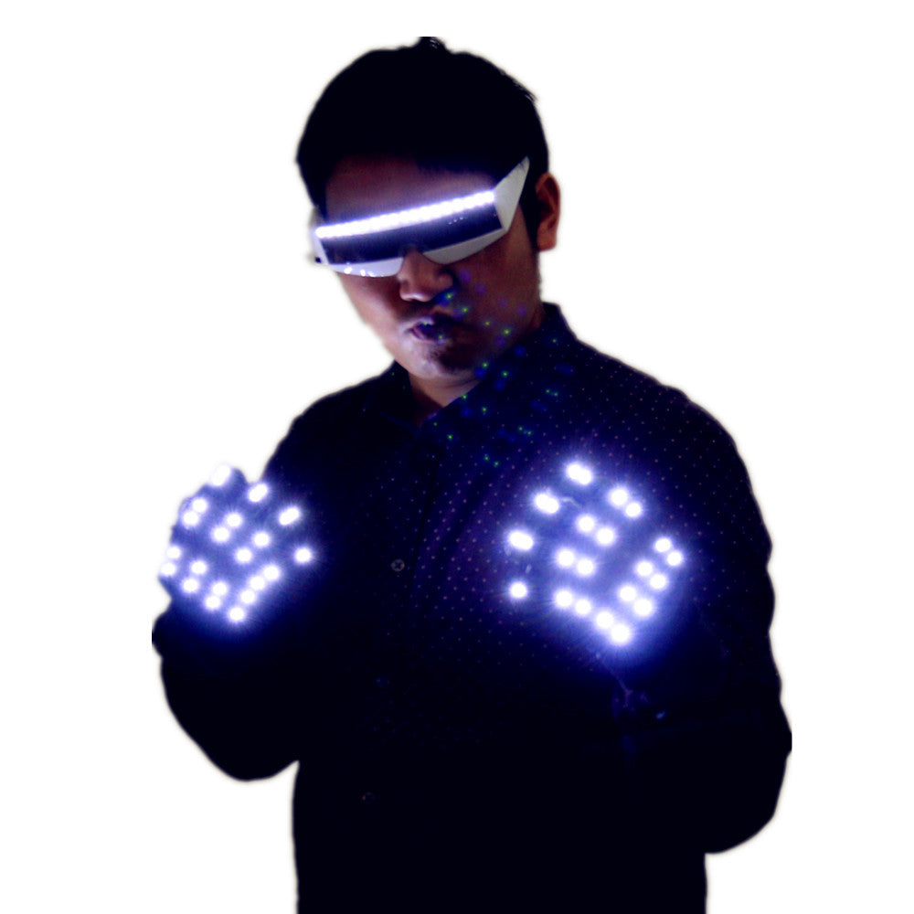 LED Gloves Flashing Skeleton Stage Props Flash Gloves for Holiday Party Events Shows