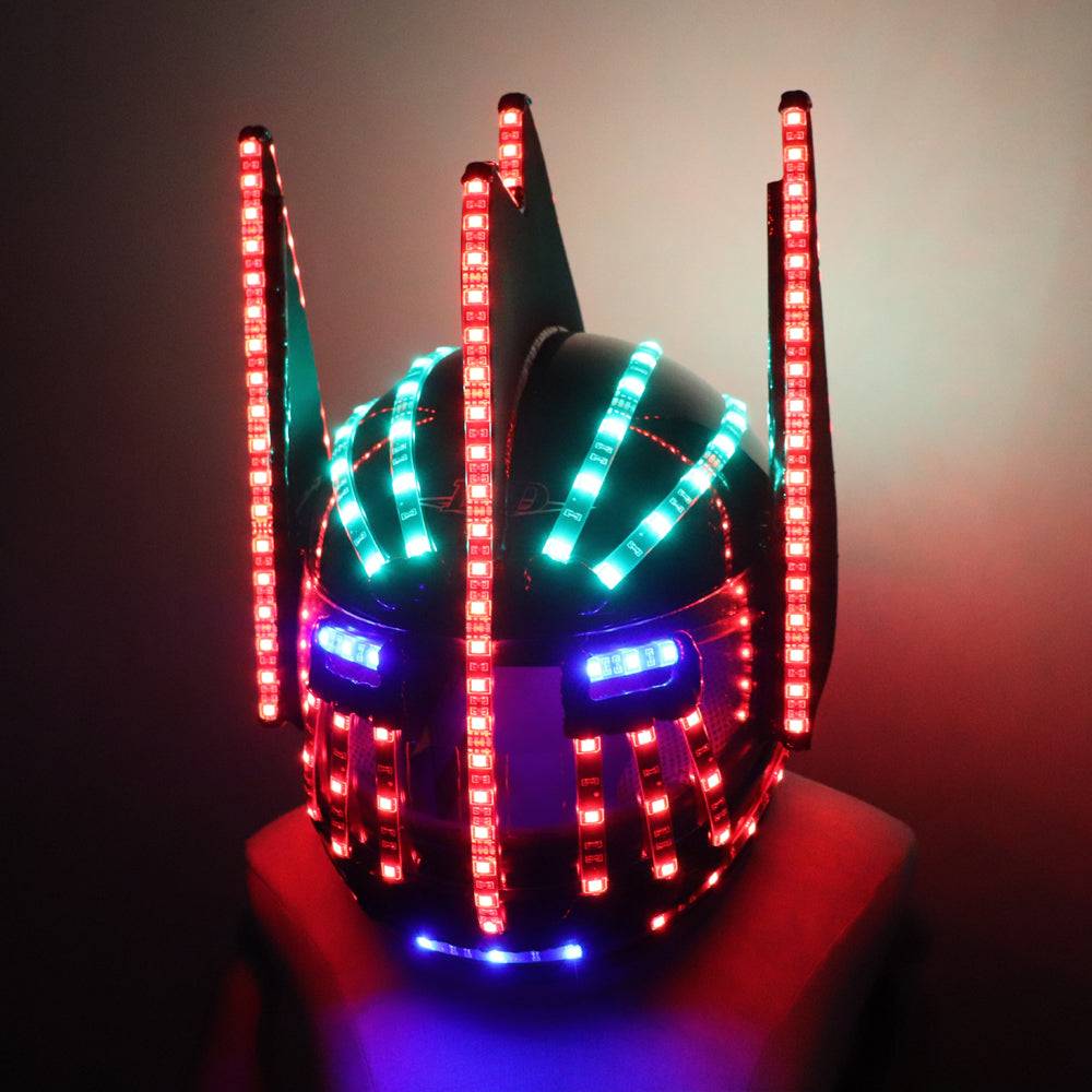 Cascos LED Moda Carpa intermitente luminosa Casco brillante Cascada Flujo LED Robot Casco Trajes Accesorios