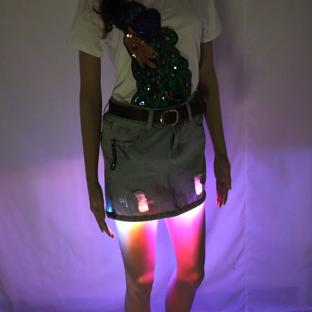 Fashion Mini LED Sexy Skirt Party Nightclub Mini Skirts Fashion Female Fitted Tight All-over Skirt