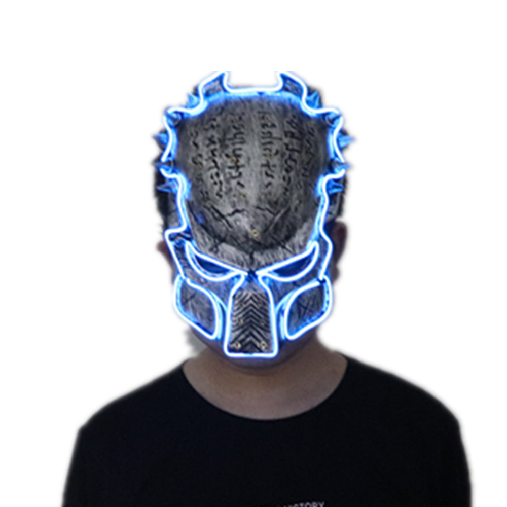 Red Laser Predator Mask Movie Theme Cosplay Glow In Dark LED Glowing Scary Mask Halloween Party Mask