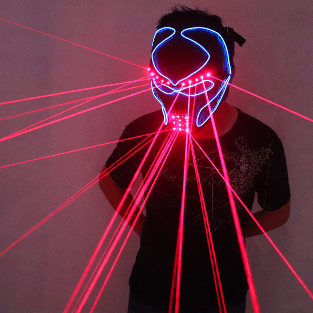 أحمر قناع الليزر مضيئة تضيء Laserman قناع الوجه عرض أقنعة هالوين
