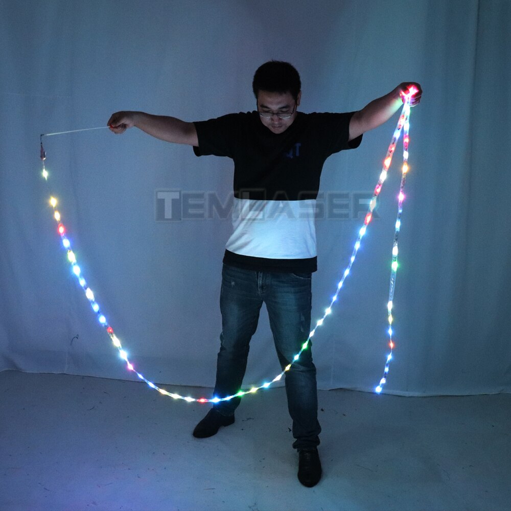 Cinta LED para gimnasia rítmica, cintas luminosas coloridas para gimnasio, baile Rgb, cinta Led Poi brillante para danza del vientre, accesorios para las manos