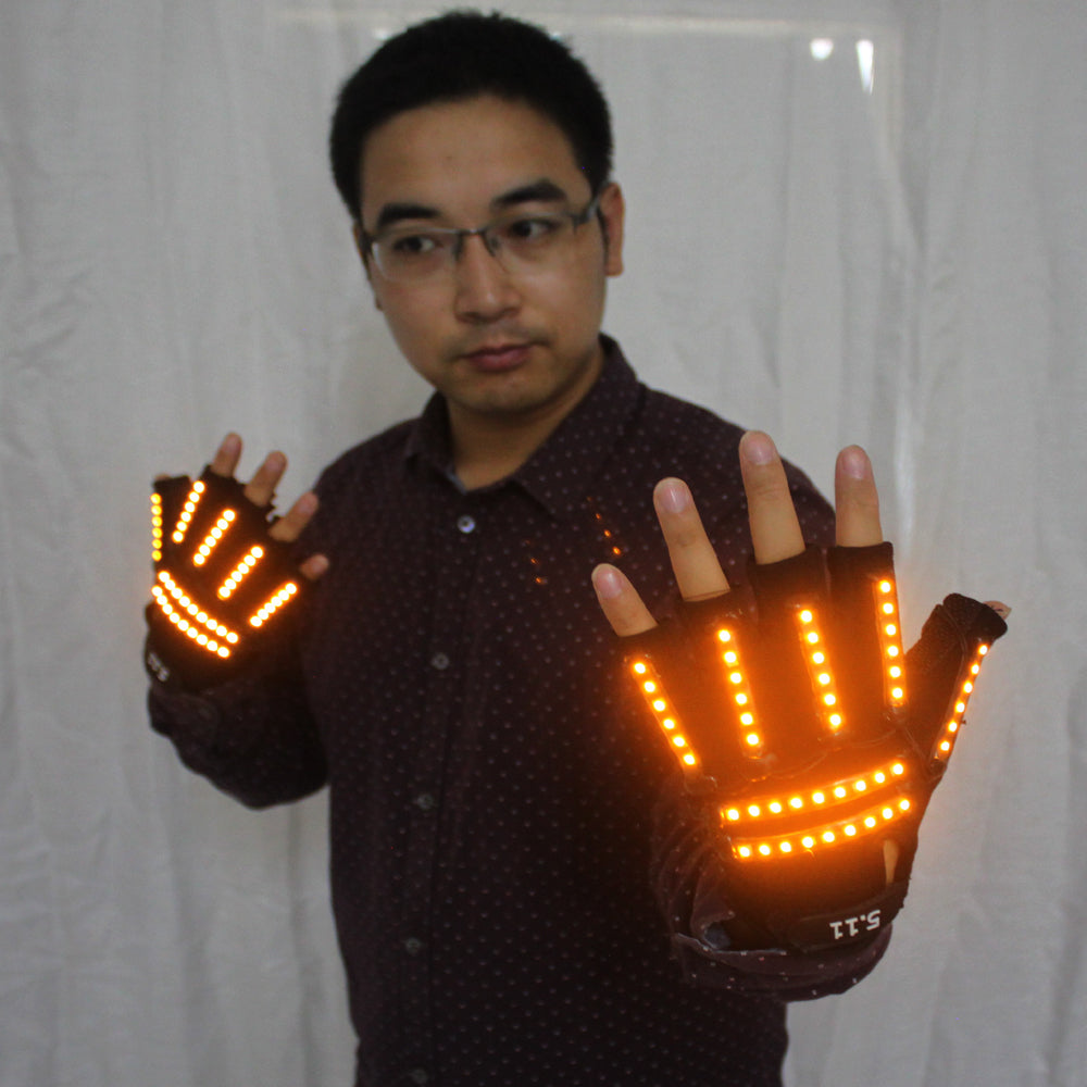 LED Glow Gloves Rave Light Flashing Finger Lighting Glow Mittens Magic Black Luminous Gloves Party Supplies Halloween