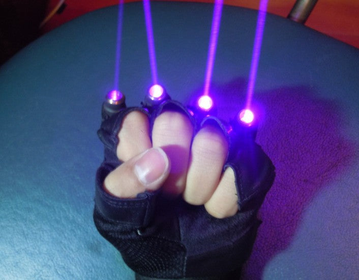 Violet Blue Laser Gloves with 4pcs 405nm Laser Stage Gloves for DJ Club Party Show