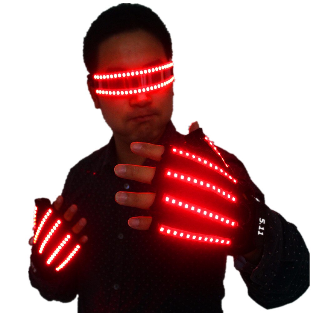 LED Glühen Handschuhe Rave Licht Blinkende Finger Beleuchtung Glühen Mittens Magic Schwarz Leuchthandschuhe Party Zubehör Halloween