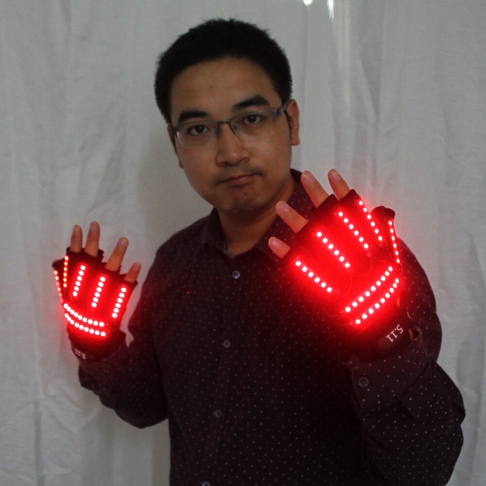 LED Glow Gants Rave Light Clignotant Éclairage des Doigts Glow Mittens Magic Black Luminous Gloves Party Supplies Halloween