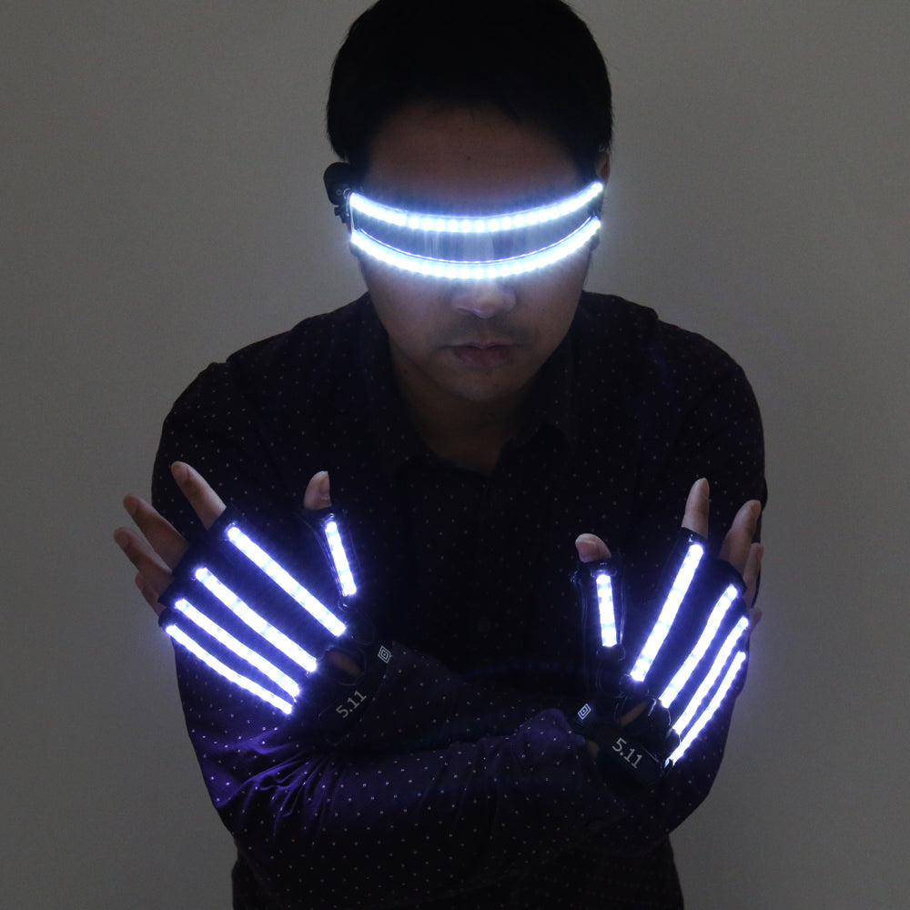 LED Glühen Handschuhe Rave Licht Blinkende Finger Beleuchtung Glühen Mittens Magic Schwarz Leuchthandschuhe Party Zubehör Halloween