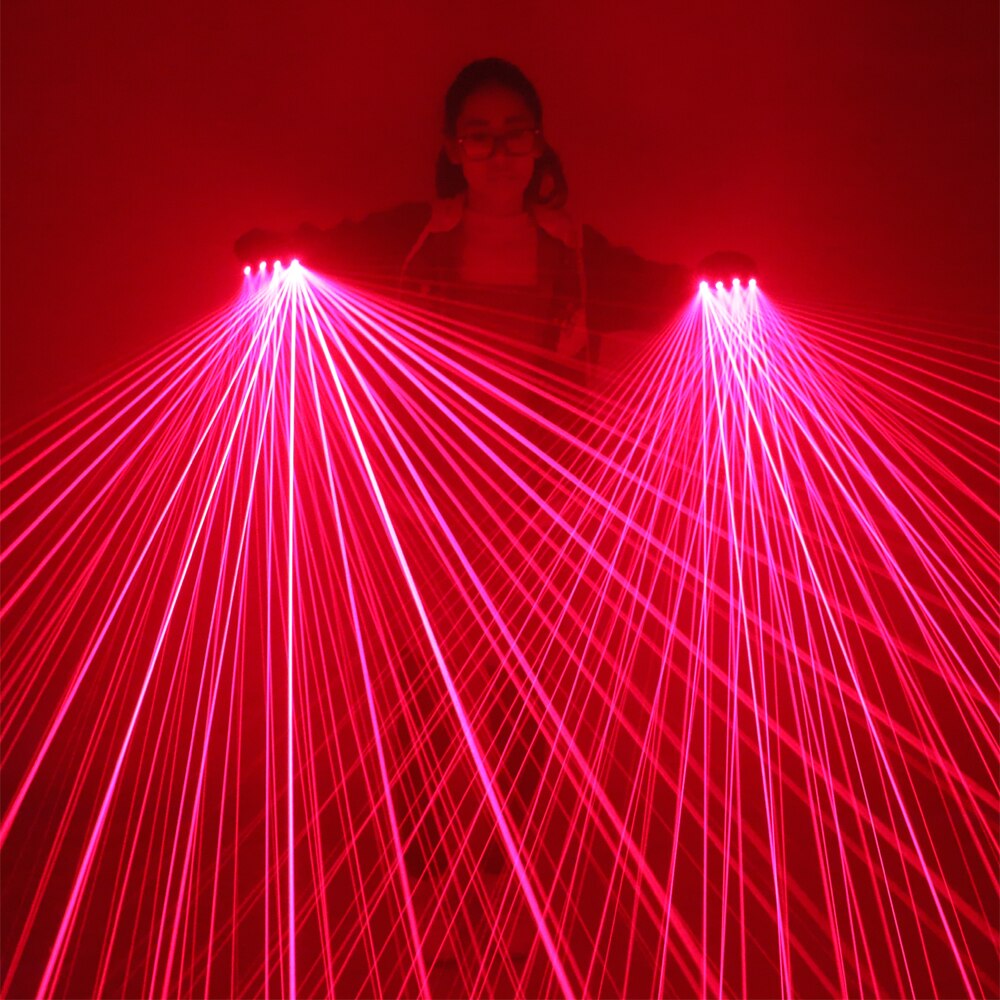 2 In 1 Multi-line Red Laser Gloves with 4pcs Laser Disco LED Laser Gloves for LED Luminous Laser Show