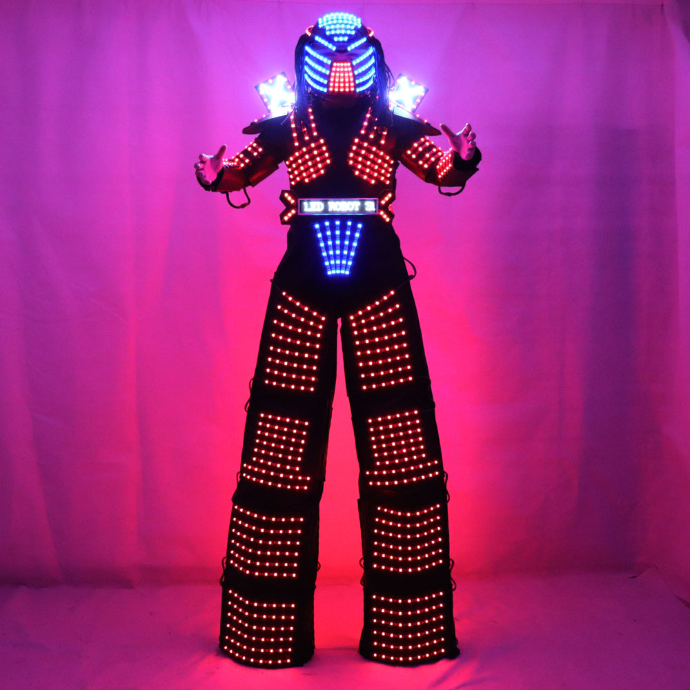 Robot de Traje De CONDUJO paseante de zancos CONDUJO traje del pleito del robot ligero que viste acontecimiento traje de Kryoman robot de Disfraz De conducido