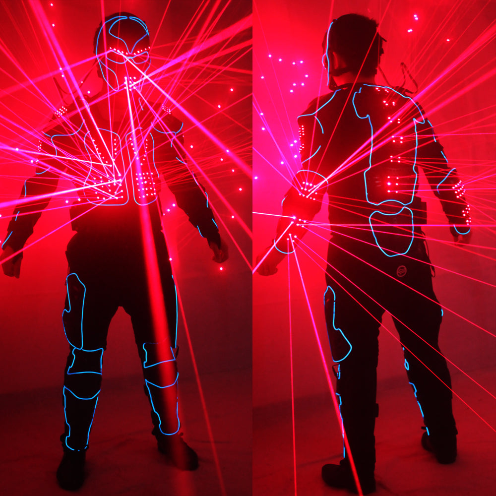 Laser Robot Suits Red Laser Waistcoat LED Clothes EL Wire Glowing Suit American Talent Show