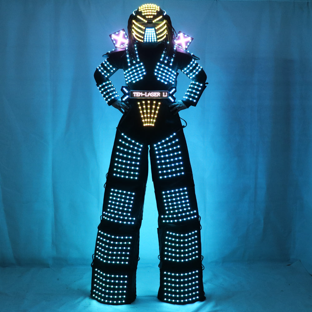 Robot de Traje De CONDUJO paseante de zancos CONDUJO traje del pleito del robot ligero que viste acontecimiento traje de Kryoman robot de Disfraz De conducido