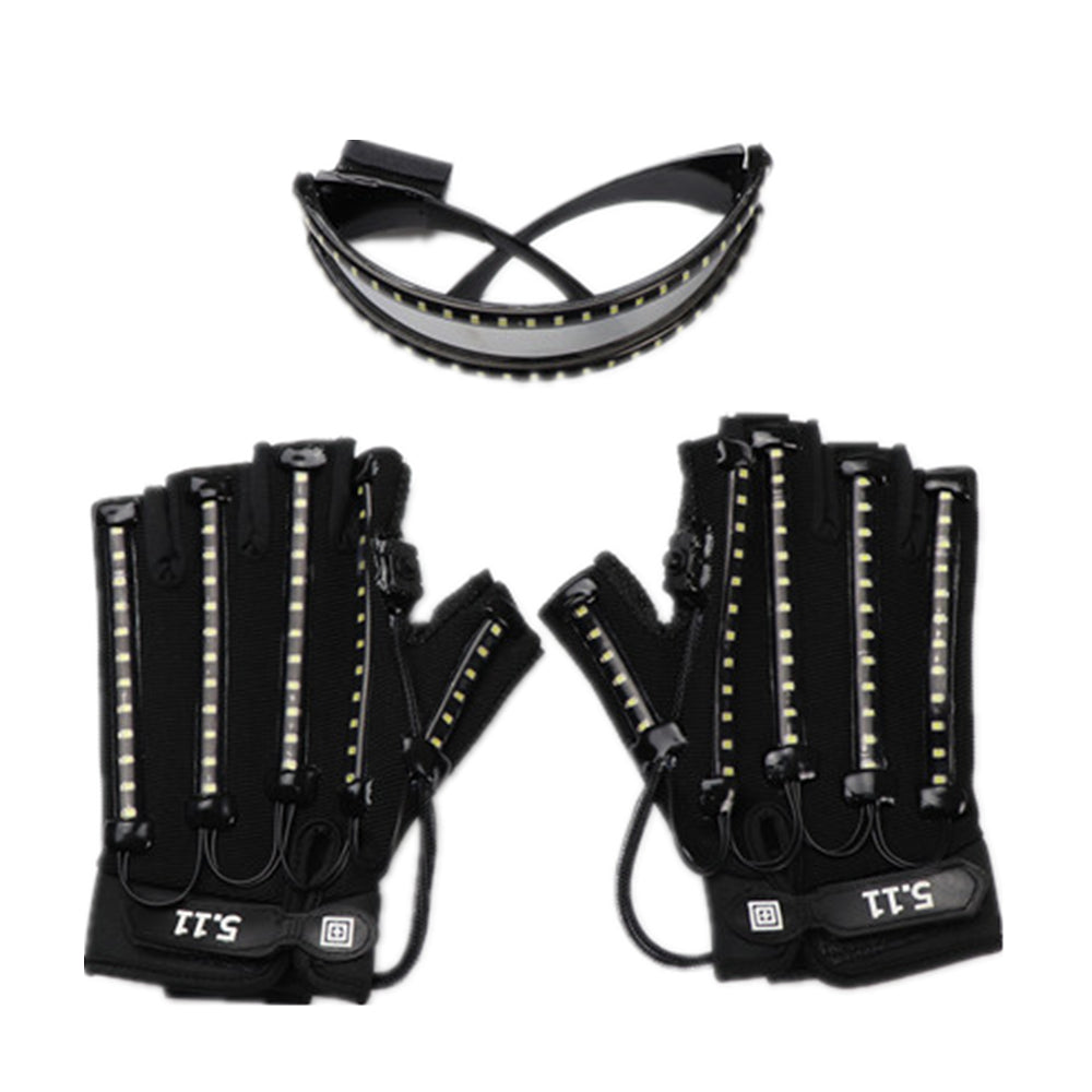 LED Glühen Handschuhe Rave Licht Blinkende Finger Beleuchtung Glühen Mittens Magic Schwarz Leuchthandschuhe Party Zubehör Halloween