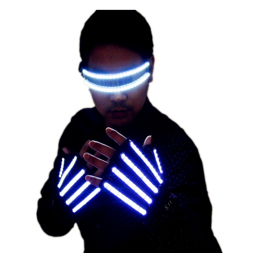 Costumes de scène LED lumineux Gants LED Lunettes lumineuses Accessoires de scène laser Fournitures de fête