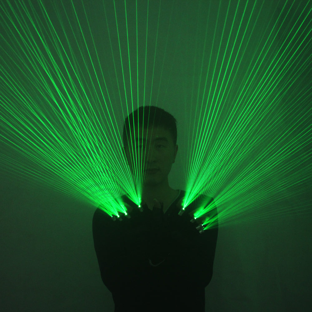 2 en 1 gants laser vert multi-lignes LED gants laser lunettes lumineuses, pour LED Robot Suit robe lumineuse Bar Party Music Festiv