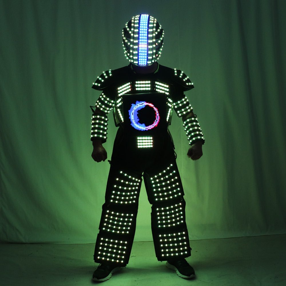 LED Robot Suit Stage Dance Costume Tron RGB Light Up Stage Suit Outfit Jacket Coat with Full-color Smart Display