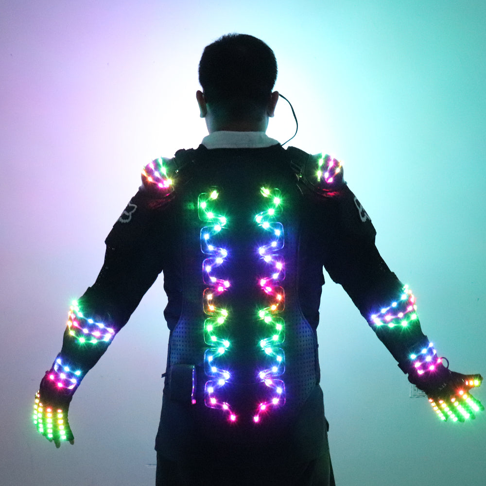 RGB Colorful Light Armor Outfits Glowing Clothe Show Dress Bar DJ MC Performance Robot Men Suit Led Costumes Ballroom Wears