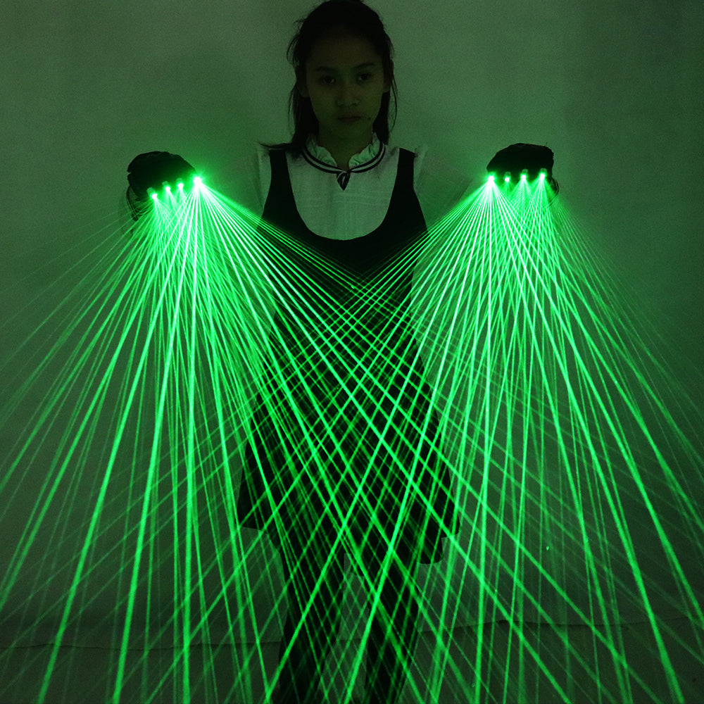 2 en 1 gants laser vert multi-lignes LED gants laser lunettes lumineuses, pour LED Robot Suit robe lumineuse Bar Party Music Festiv