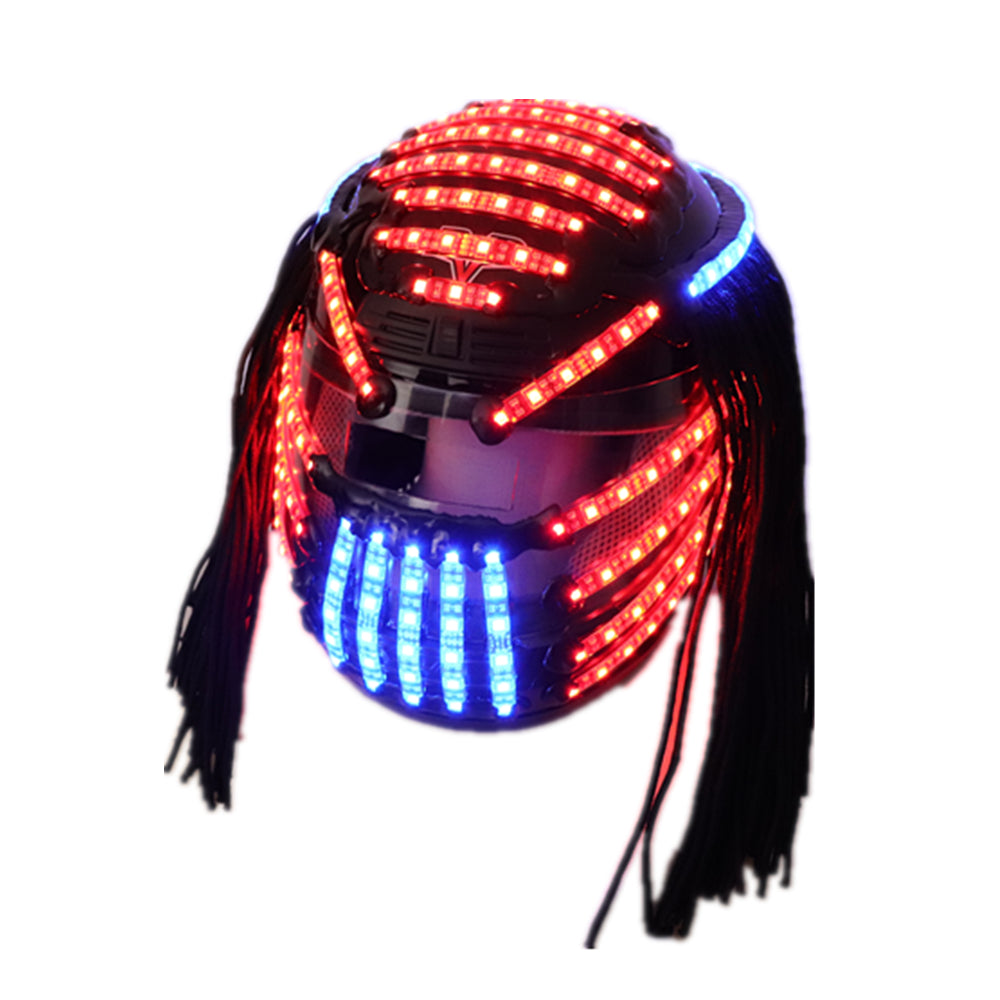 LED Helmet Monochrome Full Color Luminous Racing Helmets RGB Waterfall Effect Glowing Party DJ Robot