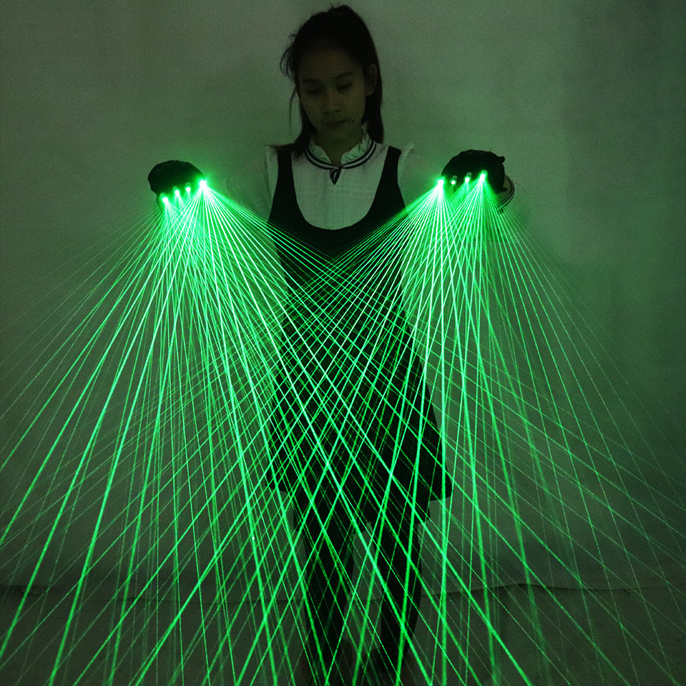 2 en 1 gants laser vert multi-lignes LED gants laser lunettes lumineuses, pour LED Robot Suit robe lumineuse Bar Party Music Festiv