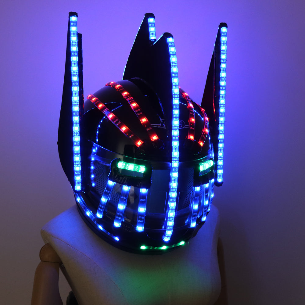 Cascos LED Moda Carpa intermitente luminosa Casco brillante Cascada Flujo LED Robot Casco Trajes Accesorios
