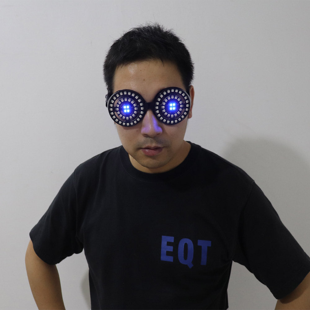 High Quality USB Recharge Led Glasses Light Up Goggles Rainbow Full Color Spectrum Rave Eye Costume Night Club Party