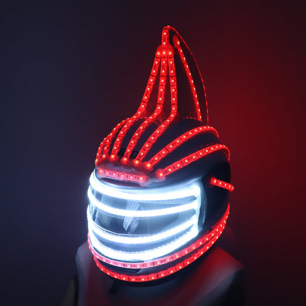 RGB LED Helmet Monster Luminous Hat Dance Clothes DJ Helmet for Performances LED Robot Performance Party Show