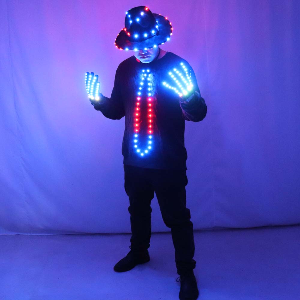 LED Blinking Sequin Jazz Hat Cap Bow Tie Wear Props Easter Wedding Birthday Party Ramadan Decoration