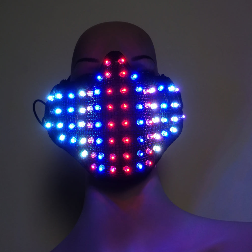 Coloridas máscaras LED Hero Face Guard PVC Masquerade Party Halloween Birthday LED Máscaras