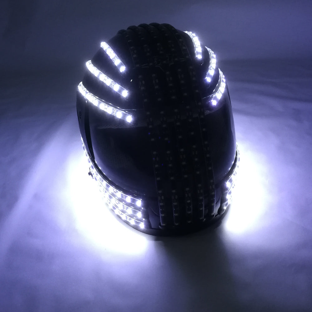 White Strobe LED Helm LED Leuchtende Kostüme Drahtlose Fernbedienung Roboter Lasertanz Performances