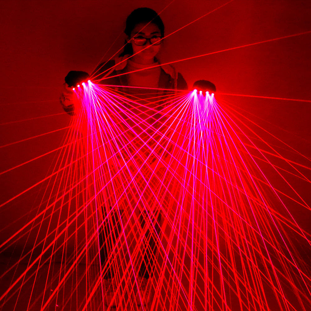 2 In 1 Multi-line Red Laser Gloves with 4pcs Laser Disco LED Laser Gloves for LED Luminous Laser Show