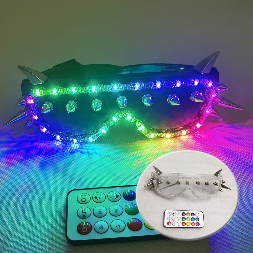 Full Color Remote Flashing LED Glow Glasses LED Rivet Punk Glasse for ...