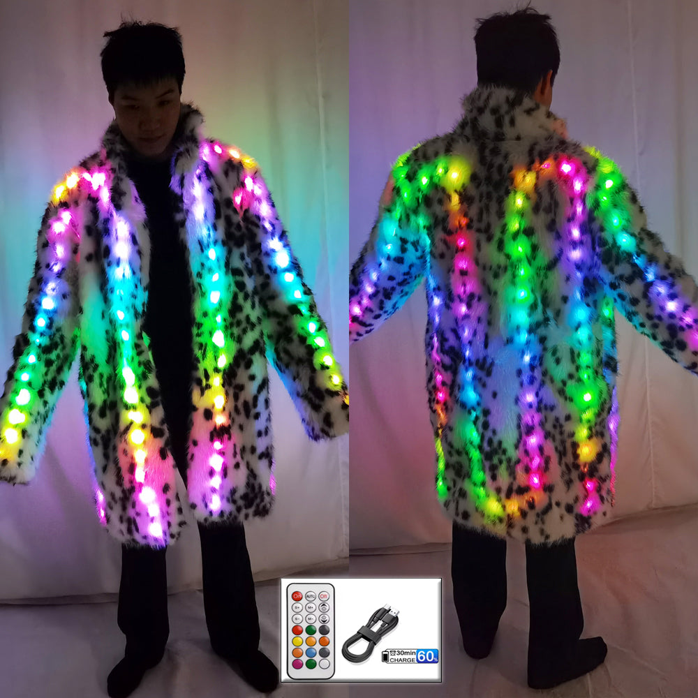 Men's Long Faux Fur Overcoat - Thick Warm Jacket for Daily, Cosplay & Stage Show