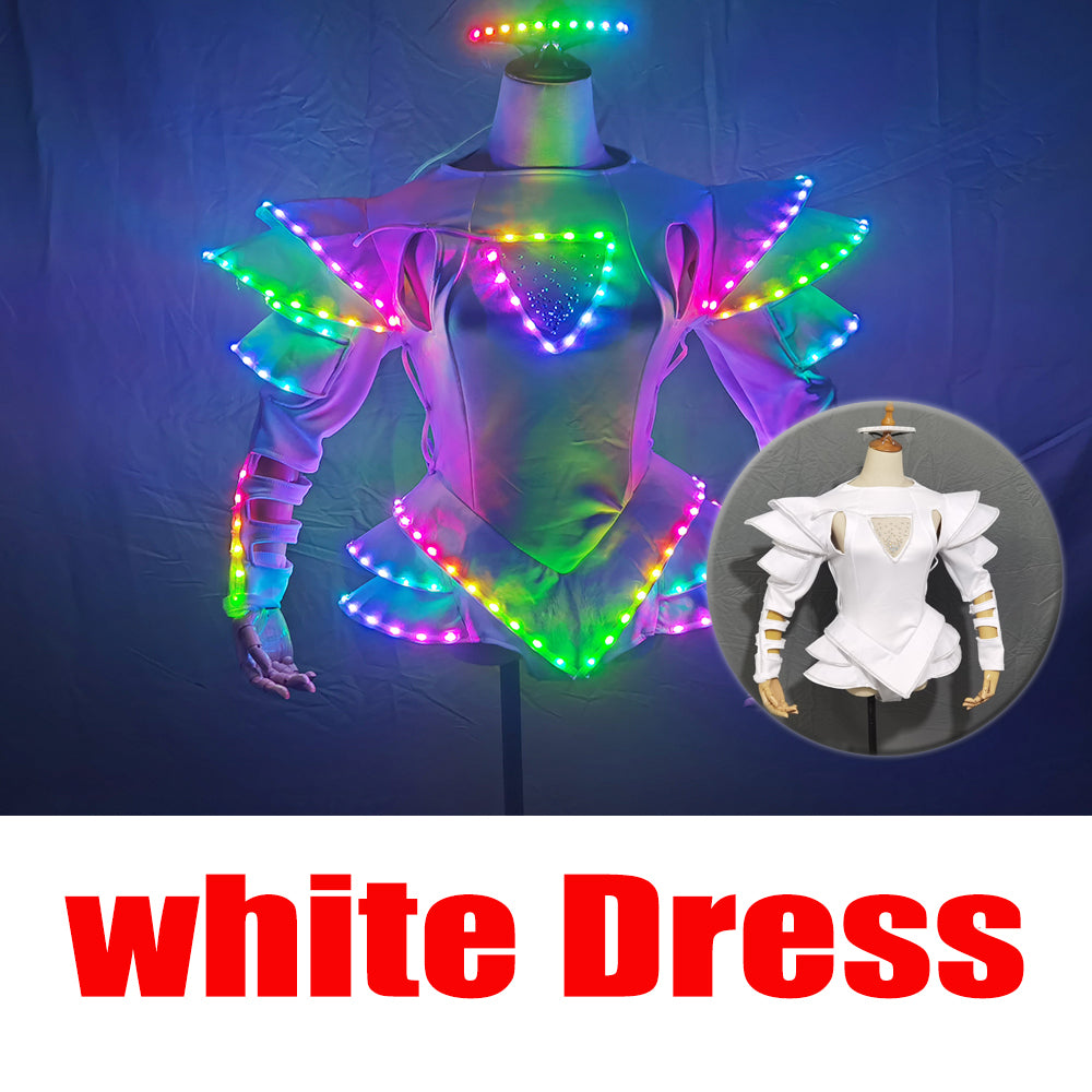 LED Female Warrior Suits - Luminous Glowing Costume for Women Ballroom Dance - Temlaser.net