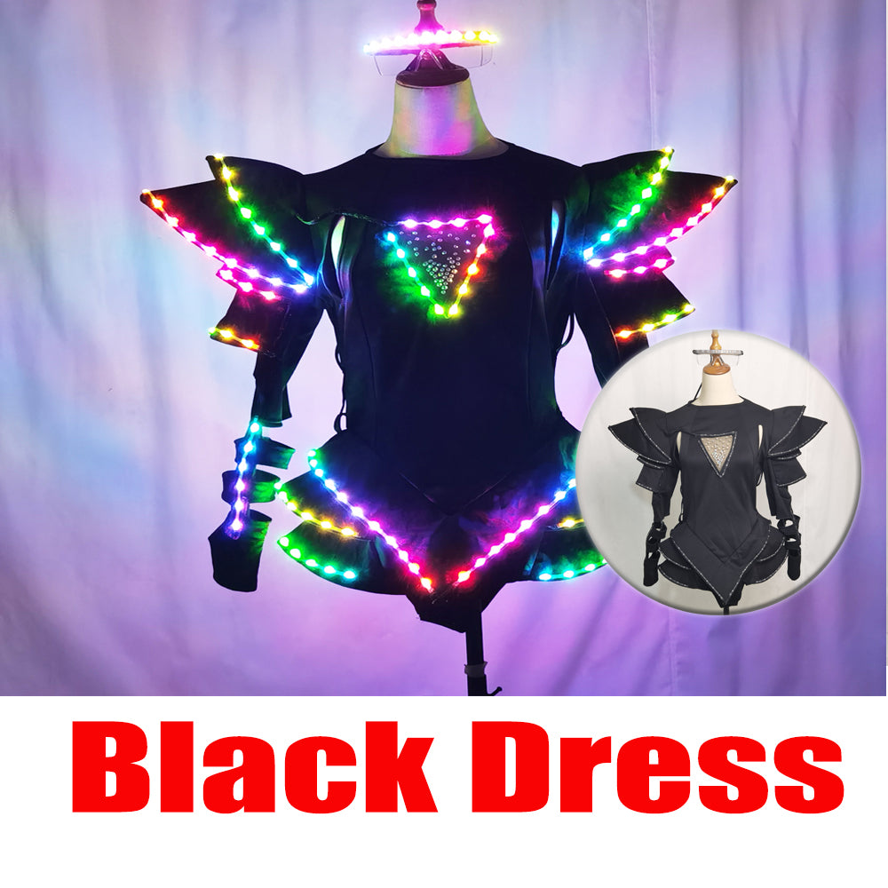 LED Female Warrior Suits - Luminous Glowing Costume for Women Ballroom Dance - Temlaser.net