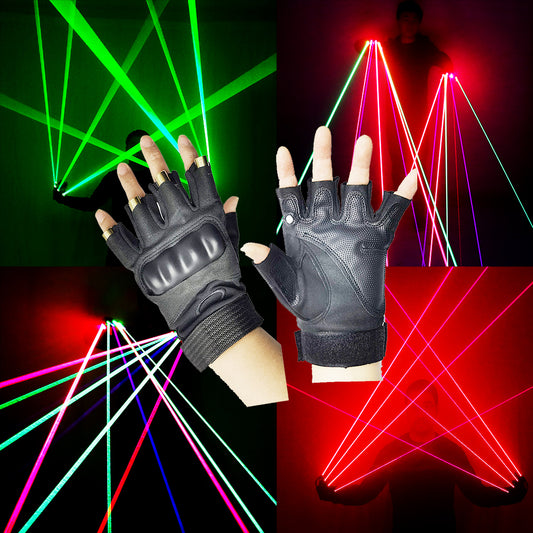 Single Point Green Red Blue RGB Laser Gloves LED Finger Light LED Robot Suit Performance Rechargeable Gloves