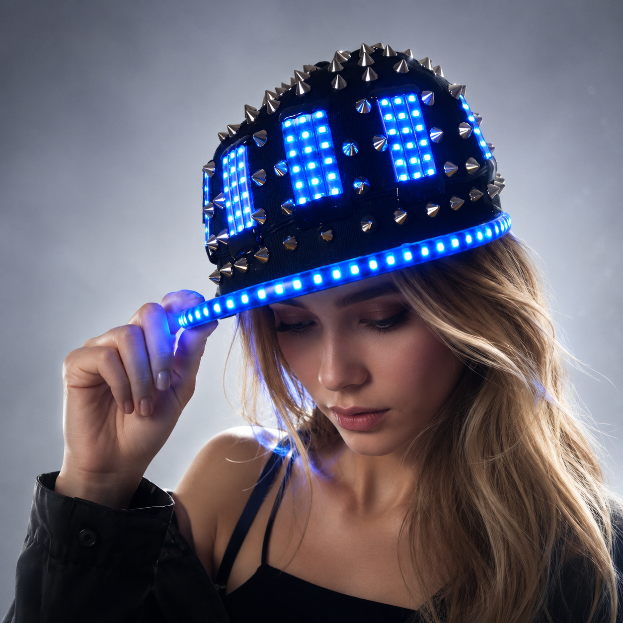 Unisex Punk Hedgehog Rock Rivet Cap Newest Unique Gold Silver Rivet LED Hat Fashion Snapback for Street Hip-hop Rivet man woman