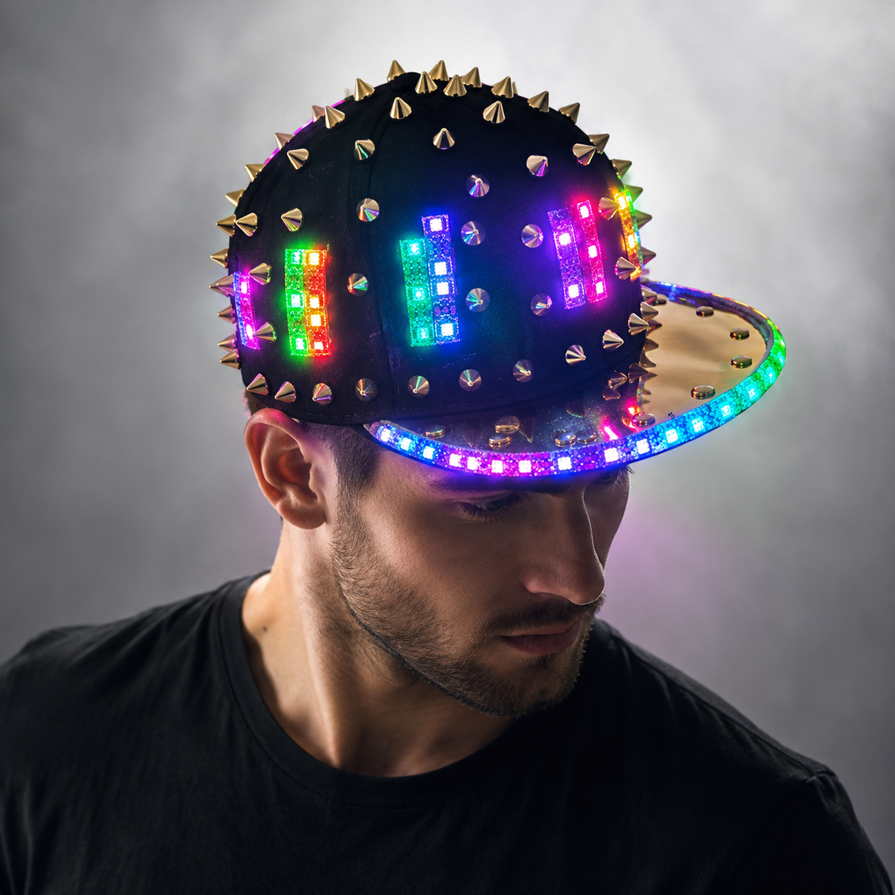 Woman Men LED Light Up Flashing Sequin Jazz Hat Cap Bow Tie Glow Rave Party Wedding Concert Bar Parade Adult Dance Show Wear