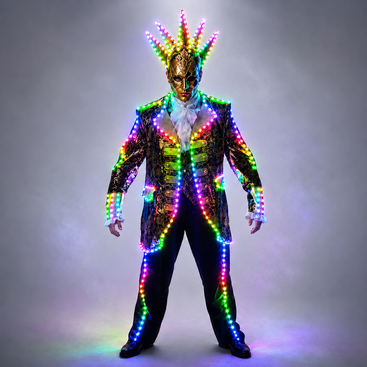 Full-Color Digital Pixel LED Court Suit for Stage Performance with Light-Emitting Running Horse Tuxedo Effects