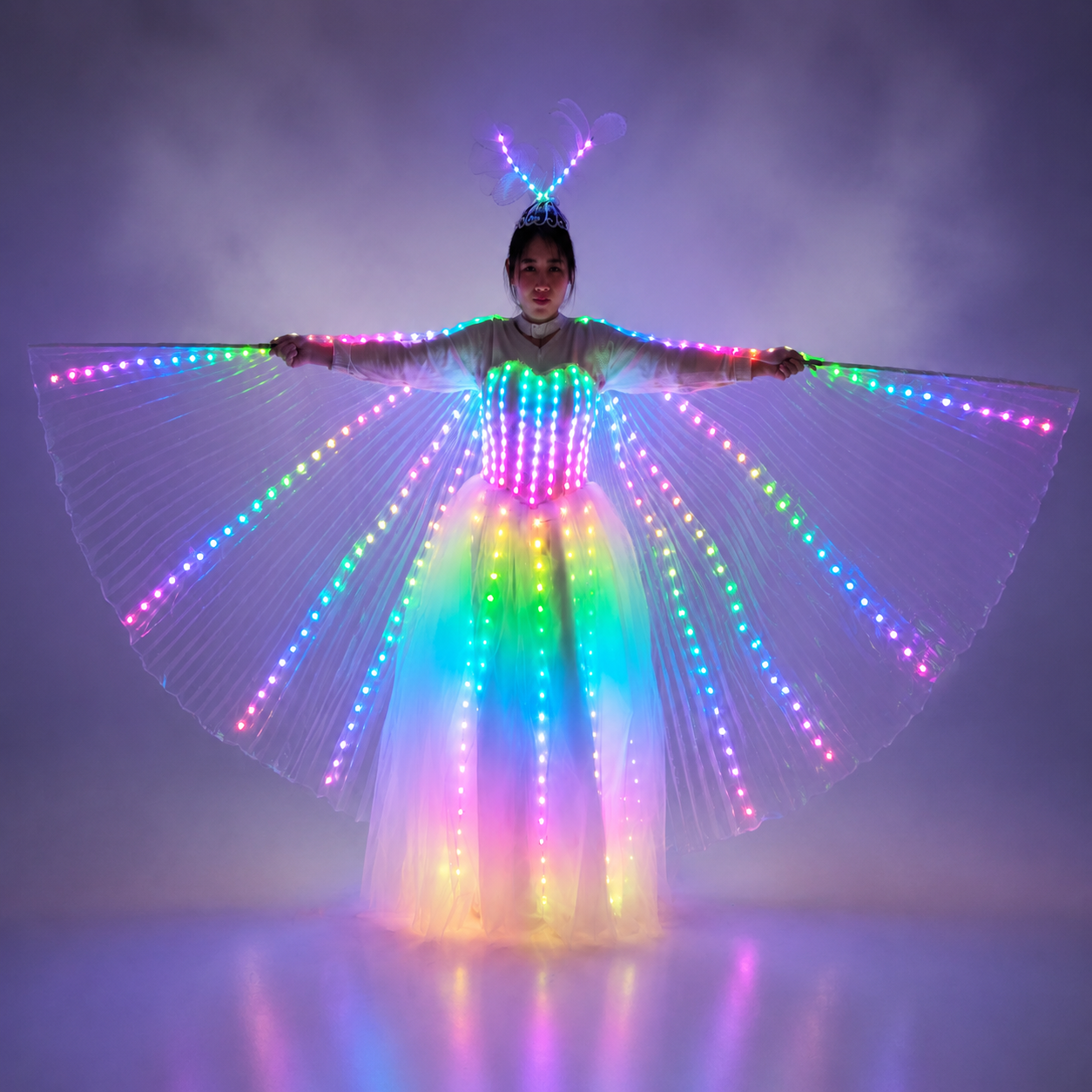 LED Wedding Dress Luminous Suits Light Clothing Glowing Wedding Skirt LED Wings for Women Ballroom Dance Dress