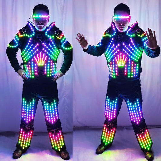 Full Color LED Glowing Robot Outfit | Light Up Costume for Party, Stage Show & Performance - Temlaser.net