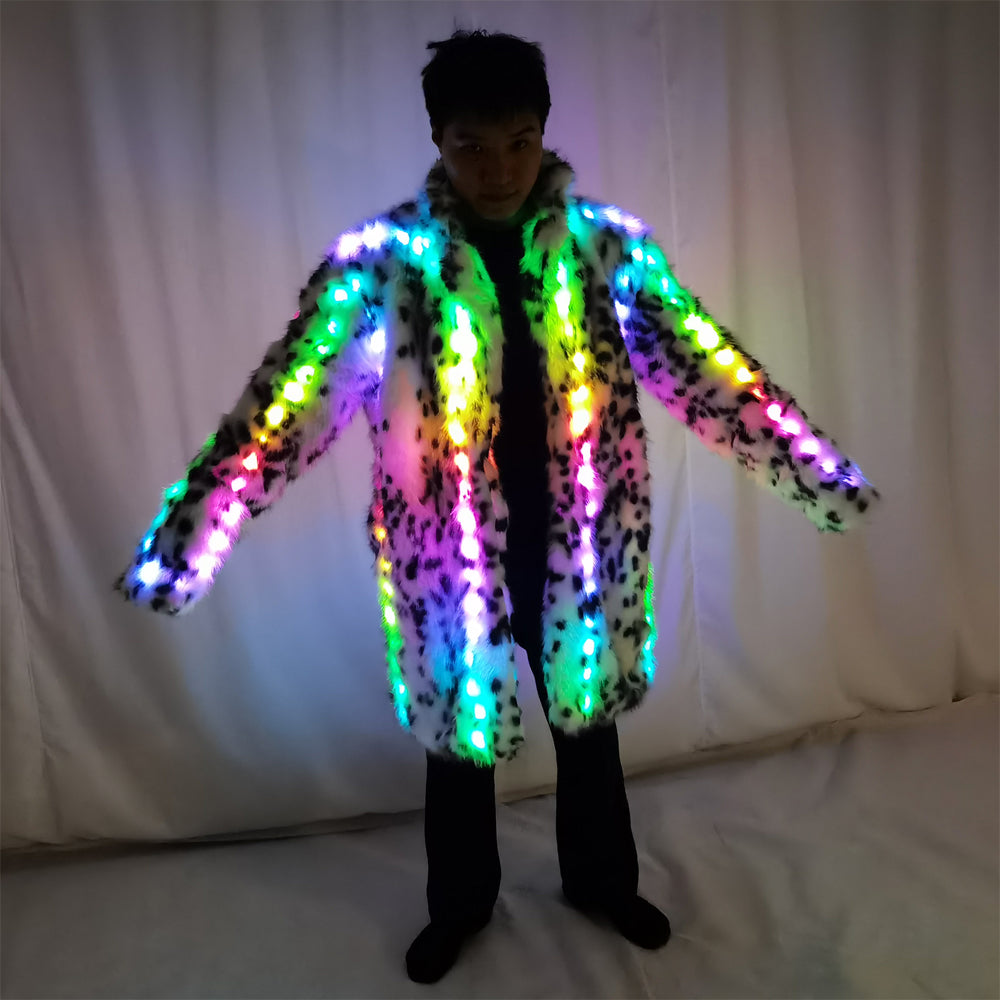 Men's Long Faux Fur Overcoat - Thick Warm Jacket for Daily, Cosplay & Stage Show