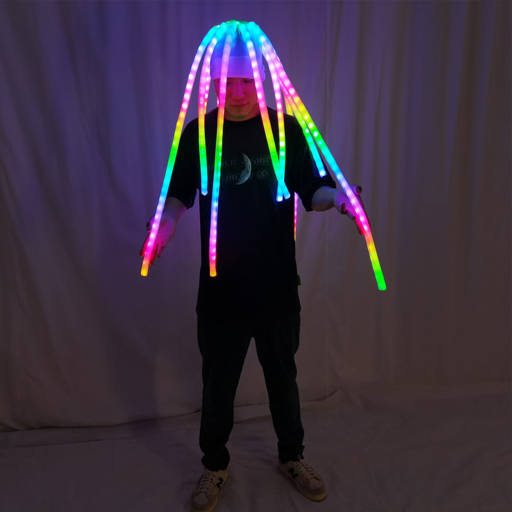 LED Jellyfish Hat Luminous Headdress for Parties, Dance Teams, Gogo Shows, and Bar Performances - Temlaser.net