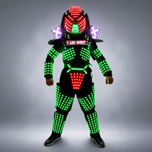 LED Robot Costumes ملابس LED Lights المرحلة المضيئة أداء الرقص عرض فستان للنادي الليلي