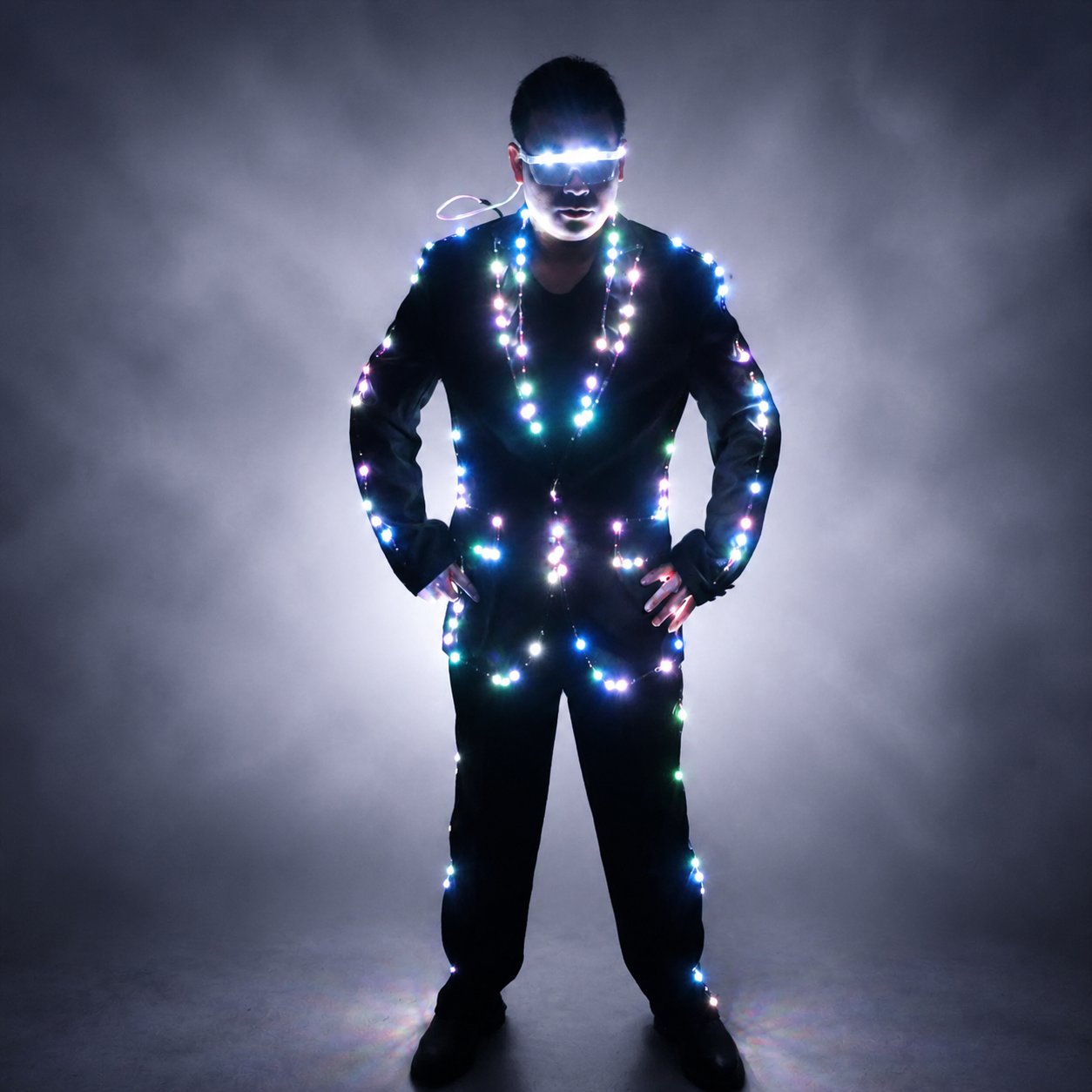 Chaqueta LED de control remoto digital a todo color LED para alojamiento de bares, vestido de hombre de boda Traje Tron