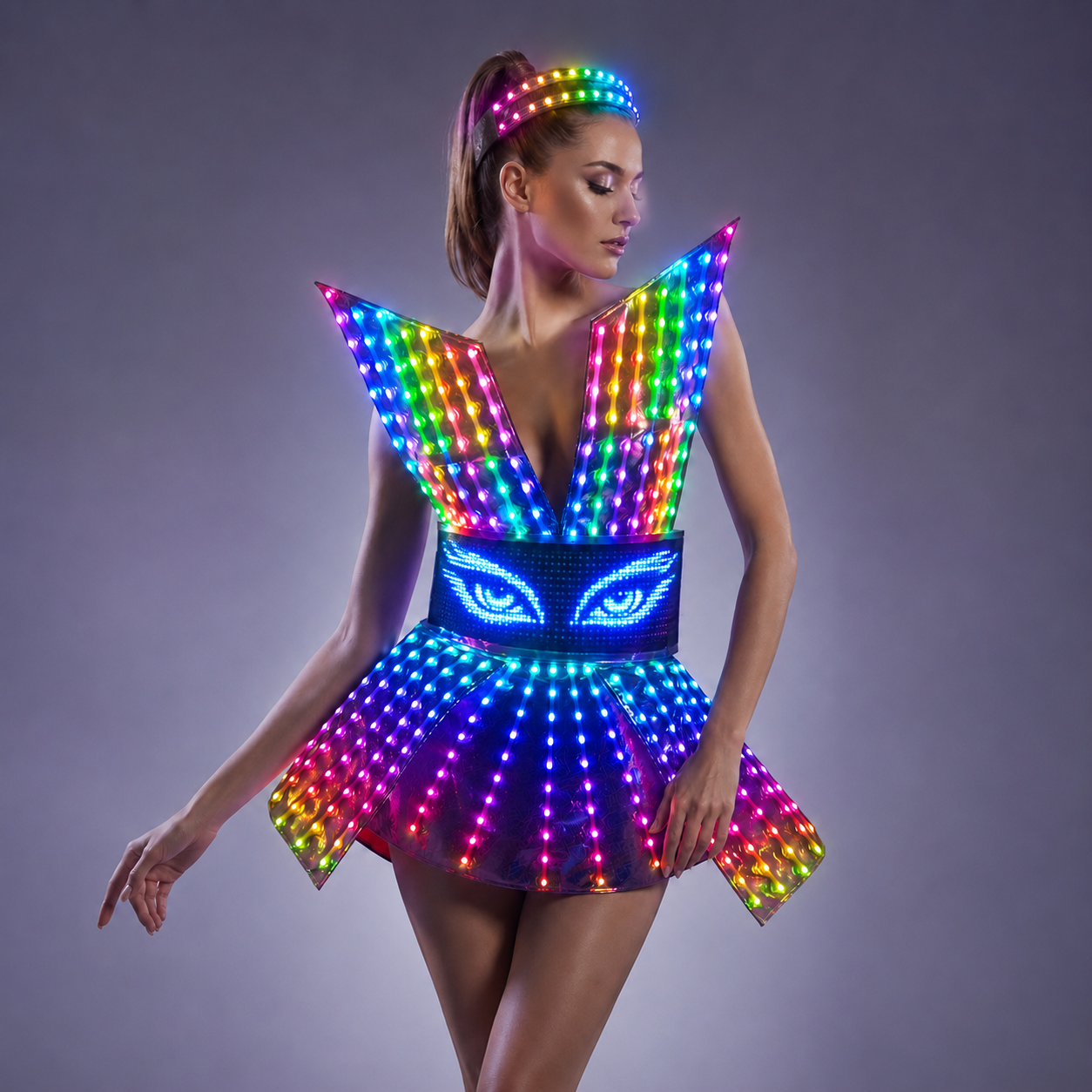 Shiny Laser Mirror Nightclub Dress LED Glow Bar Dj Gogo Dancer Singer Stage Costume Women Evening Birthday Outfit