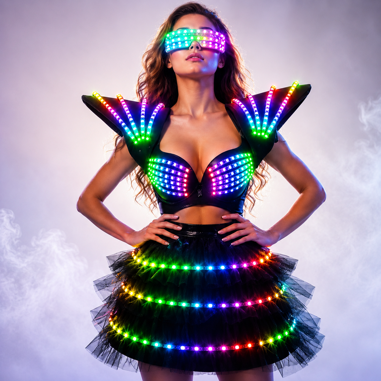 Women LED Luminous Clothing - Robot Style Rave & Gogo Dancer Fancy Wear