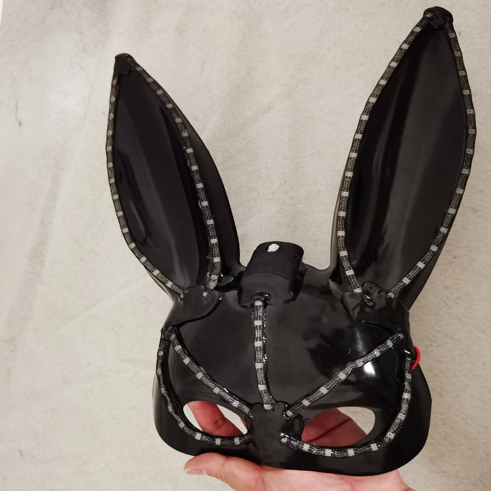 LED Glowing Plush Bunny Mask Mixed Colors Cross-Eyed Cute Spoof Mask Halloween Party - Temlaser.net