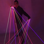 Carica l&#39;immagine nel visualizzatore di Gallery, Guanti laser RGB con 7 pezzi Laser 2Green + 3Red + 2Violet Stage blu guanti per DJ Club Party Show
