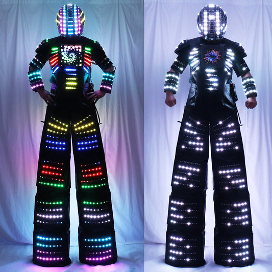 Disfraz de Robot LED con Control remoto a todo Color, ropa, zancos, traje de andador, pantalla Digital excitada, logotipo de imagen de texto DIY 